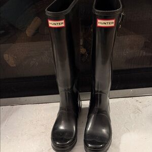 Hunter Glossy Black Tall Boots